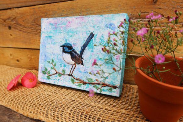 Blue fairywren Blue fairywren textured painting