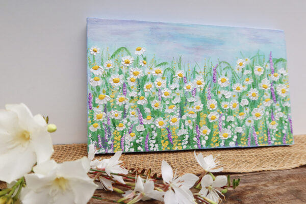 Textured abstract painting flowers plants
