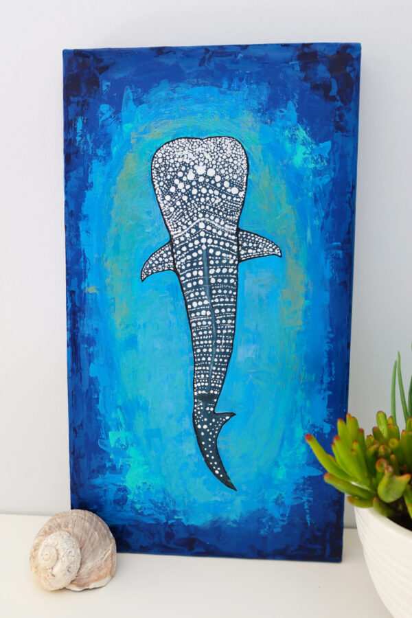 whale shark painted on blue backrgound