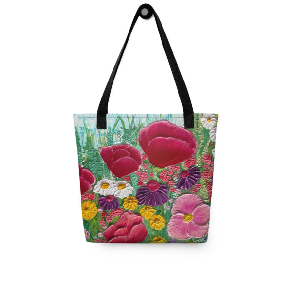 all-over-print-tote-bag-black-15x15-front-693b8c131c5ab.jpg Flowery tote bag