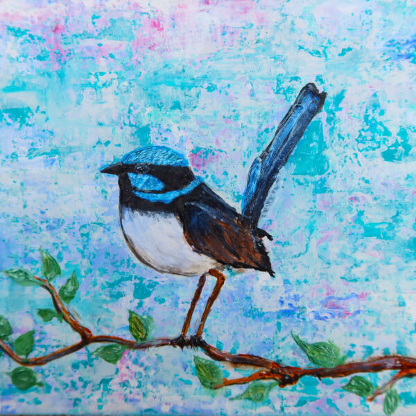 Blue Fairywren Blue fairywren textured painting